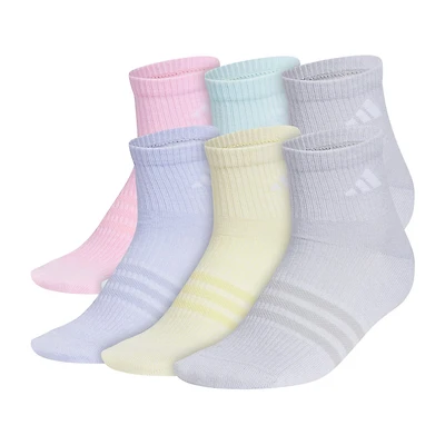 adidas Big Kid Girls 6 Pair Quarter Ankle Socks