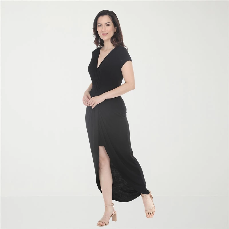 White Mark High Low Womens High-Low V Neck Sleeveless Fitted Maxi Dress
