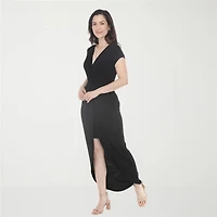 White Mark High Low Womens High-Low V Neck Sleeveless Fitted Maxi Dress