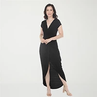 White Mark High Low Womens High-Low V Neck Sleeveless Fitted Maxi Dress