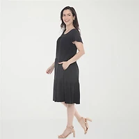 White Mark Ruffle Tiered Womens Scoop Neck Short Sleeve A-Line Dress