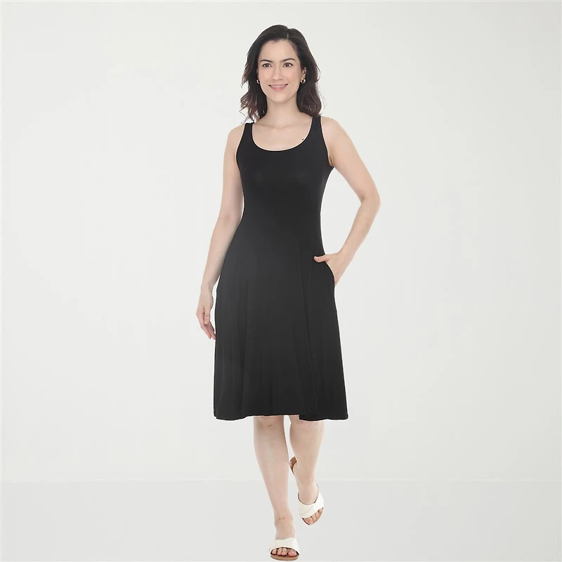White Mark Womens Scoop Neck Sleeveless Fit + Flare Dress