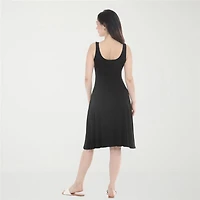 White Mark Womens Scoop Neck Sleeveless Fit + Flare Dress