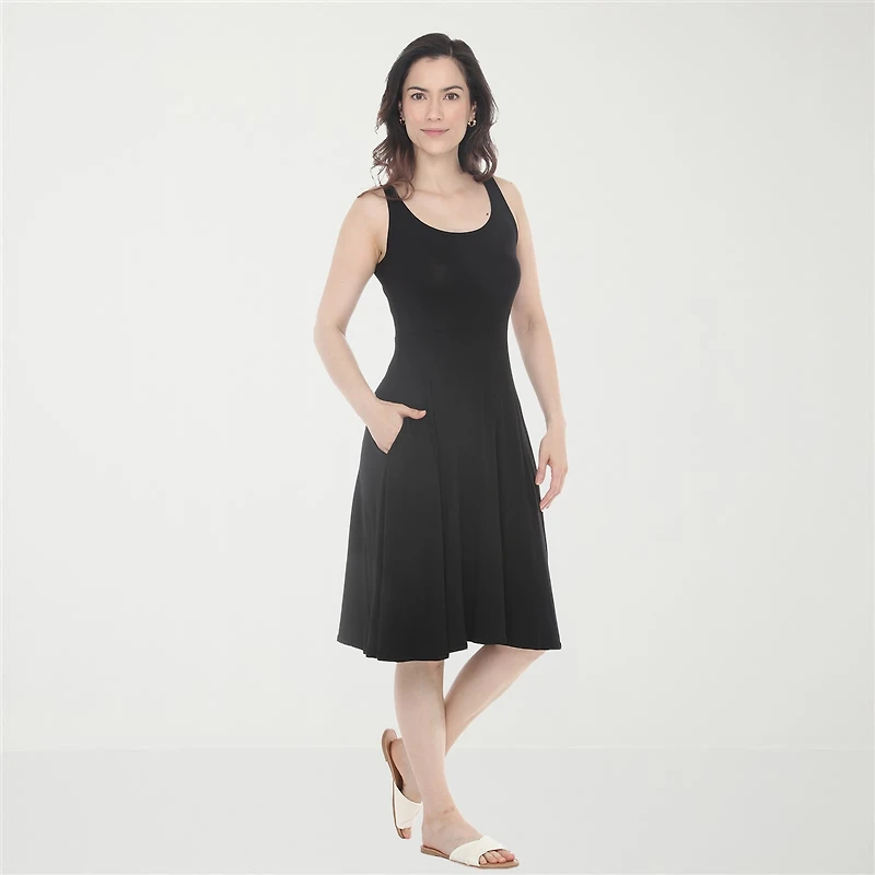 White Mark Womens Scoop Neck Sleeveless Fit + Flare Dress