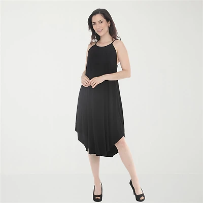 White Mark Halter Neck Womens Sleeveless Midi Swing Dresses
