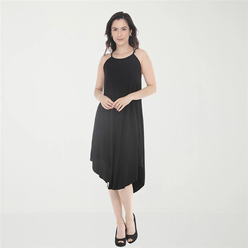 White Mark Halter Neck Womens Sleeveless Midi Swing Dresses