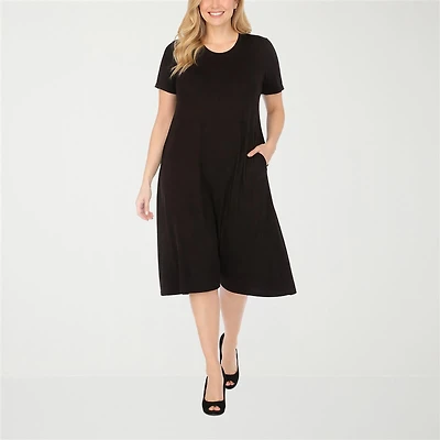 White Mark Womens Short Sleeve Midi T-Shirt Dress
