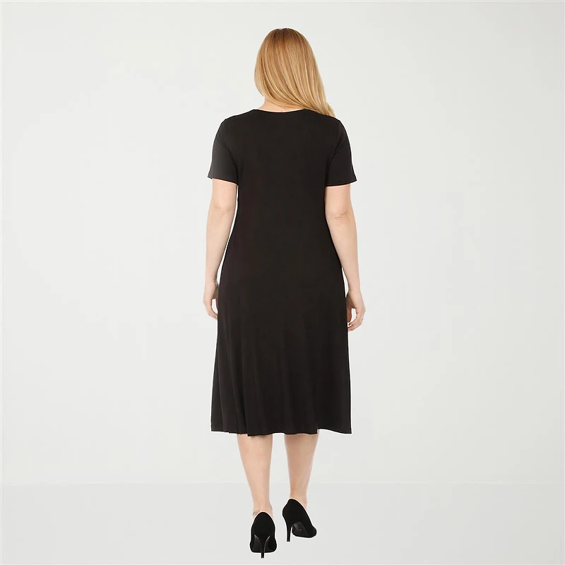 White Mark Womens Short Sleeve Midi T-Shirt Dress
