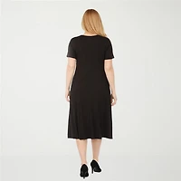 White Mark Womens Short Sleeve Midi T-Shirt Dress