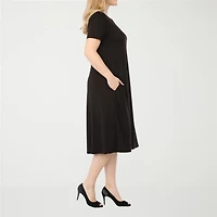 White Mark Womens Short Sleeve Midi T-Shirt Dress