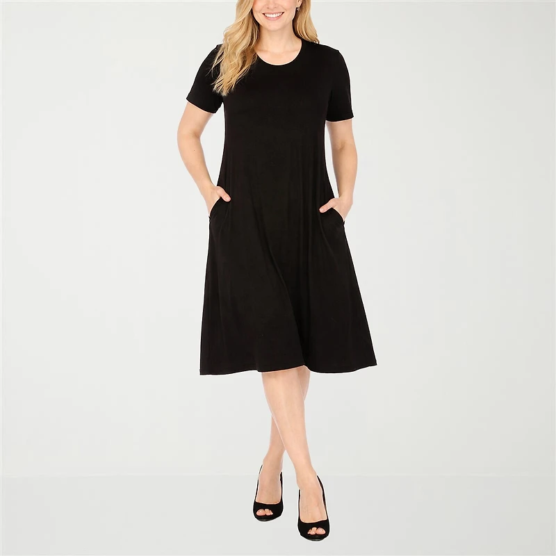 White Mark Womens Short Sleeve Midi T-Shirt Dress