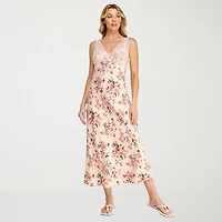 Trixxi Womens Sleeveless Floral Midi Slip Dress