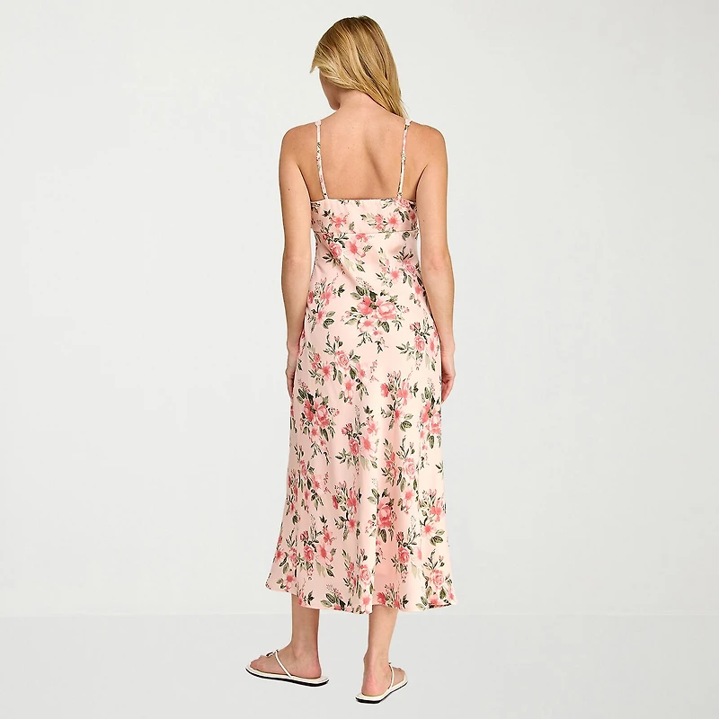 Trixxi Womens Sleeveless Floral Midi Slip Dress