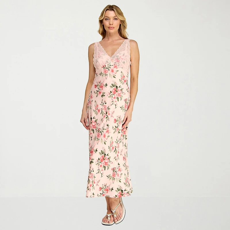 Trixxi Womens Sleeveless Floral Midi Slip Dress