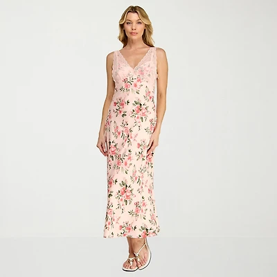 Trixxi Womens Sleeveless Floral Midi Slip Dress