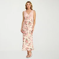 Trixxi Womens Sleeveless Floral Midi Slip Dress