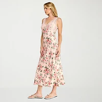 Trixxi Womens Sleeveless Floral Midi Slip Dress