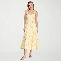 Trixxi Womens Juniors Sweetheart Neck Sleeveless Floral A-Line Dress