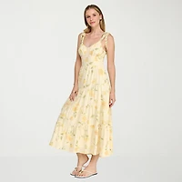 Trixxi Womens Juniors Sweetheart Neck Sleeveless Floral A-Line Dress