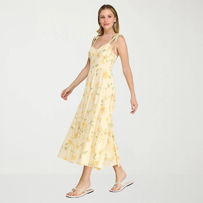 Trixxi Womens Juniors Sweetheart Neck Sleeveless Floral A-Line Dress