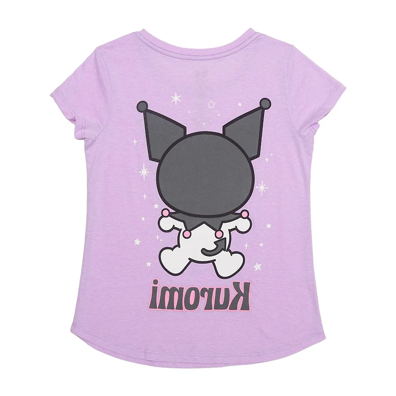 Little & Big Kid Girls Crew Neck Short Sleeve Regular Fit Kuromi Graphic T-Shirt