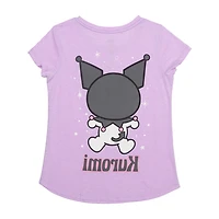 Little & Big Kid Girls Crew Neck Short Sleeve Regular Fit Kuromi Graphic T-Shirt