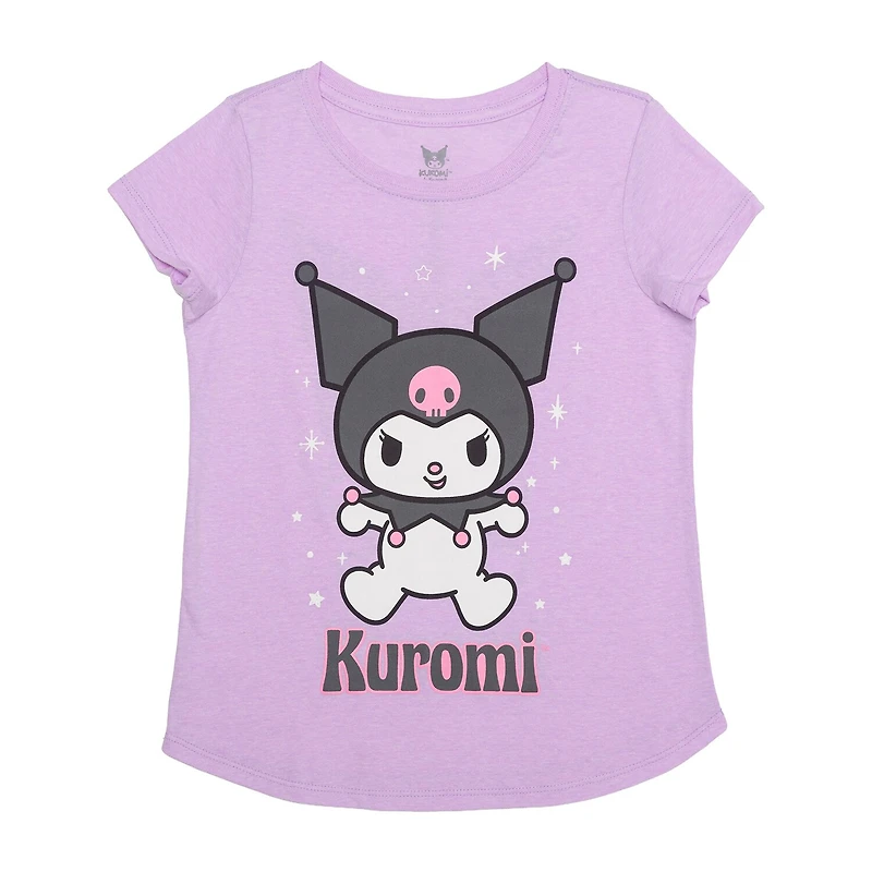 Little & Big Kid Girls Crew Neck Short Sleeve Regular Fit Kuromi Graphic T-Shirt