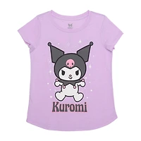 Little & Big Kid Girls Crew Neck Short Sleeve Regular Fit Kuromi Graphic T-Shirt