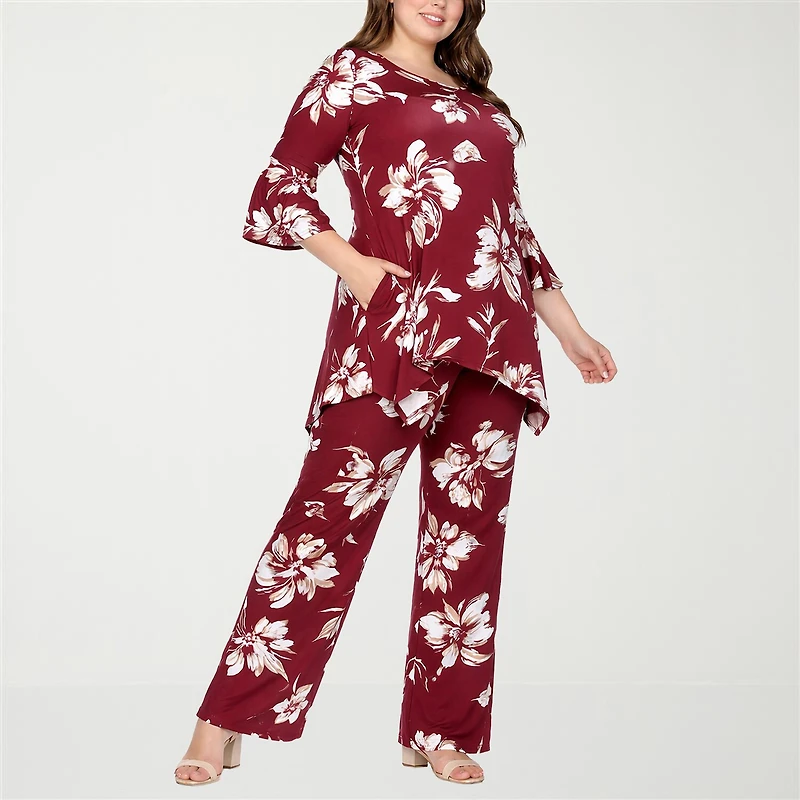 White Mark Matching 2-pc. Pant Set-Plus