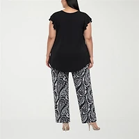 White Mark Ruffle 2-pc. Pant Set-Plus