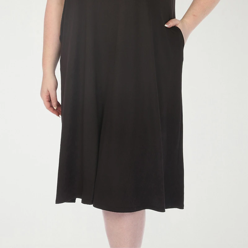 White Mark Tee Womens Plus Short Sleeve Midi Swing Dresses