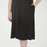 White Mark Tee Womens Plus Short Sleeve Midi Swing Dresses