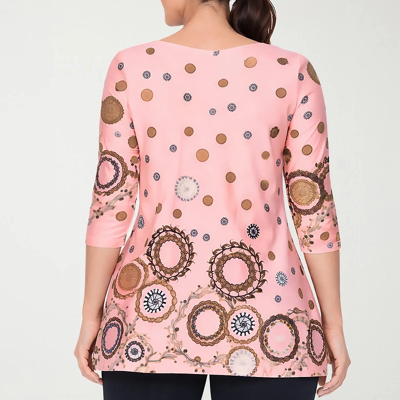White Mark Scoop Neck Womens 3/4 Sleeve Tunic Top