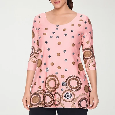 White Mark Scoop Neck Womens 3/4 Sleeve Tunic Top