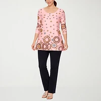 White Mark Scoop Neck Womens 3/4 Sleeve Tunic Top