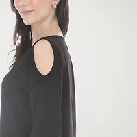 White Mark Cold Shoulder Womens Scoop Neck 3/4 Sleeve Tunic Top