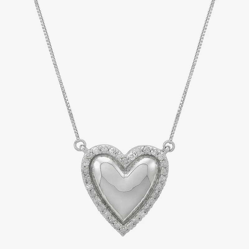 Limited Quantities! Womens 1/4 CT. T.W. Natural White Diamond Sterling Silver Heart 18 Inch Pendant Necklace