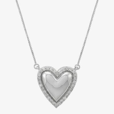 Limited Quantities! Womens 1/4 CT. T.W. Natural White Diamond Sterling Silver Heart 18 Inch Pendant Necklace
