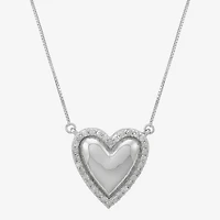 Limited Quantities! Womens 1/4 CT. T.W. Natural White Diamond Sterling Silver Heart 18 Inch Pendant Necklace