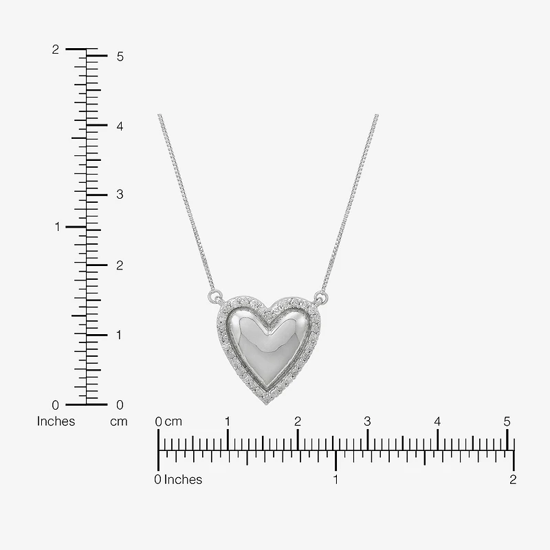 Limited Quantities! Womens 1/4 CT. T.W. Natural White Diamond Sterling Silver Heart 18 Inch Pendant Necklace