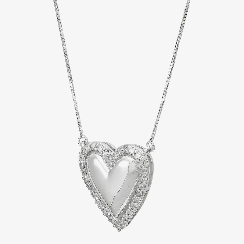 Limited Quantities! Womens 1/4 CT. T.W. Natural White Diamond Sterling Silver Heart 18 Inch Pendant Necklace