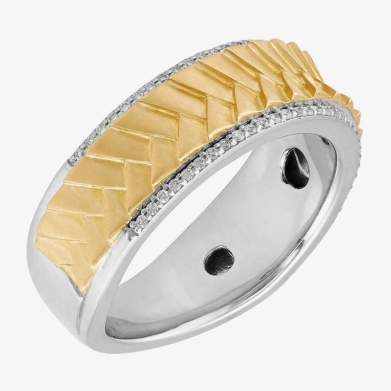 Limited Quantities! Mens 1/5 CT. Natural White Diamond 10K Two Tone Gold Fashion Ring