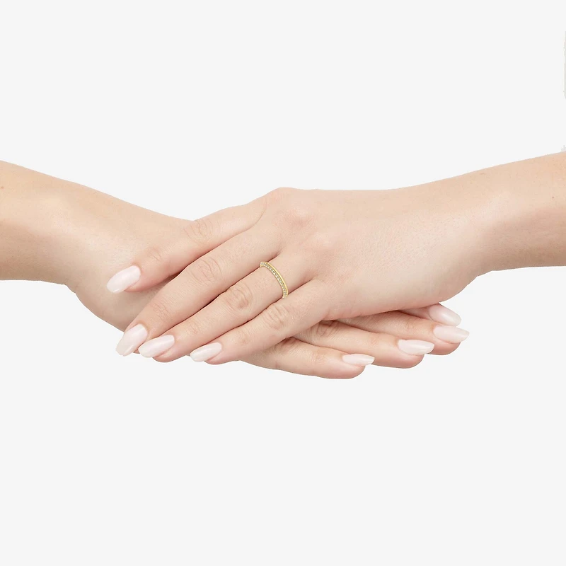 Limited Quantities! Womens 2.5MM 1/5 CT. Lab Grown White Diamond 18K Gold Over Silver Band