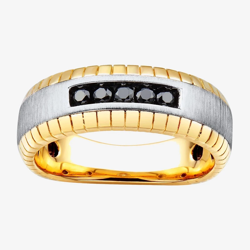 Limited Quantities! Mens 1/4 CT. T.W. Natural Black Diamond 10K Two Tone Gold Fashion Ring