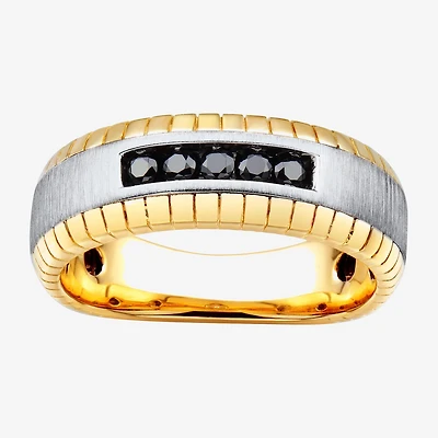 Limited Quantities! Mens 1/4 CT. T.W. Natural Black Diamond 10K Two Tone Gold Fashion Ring