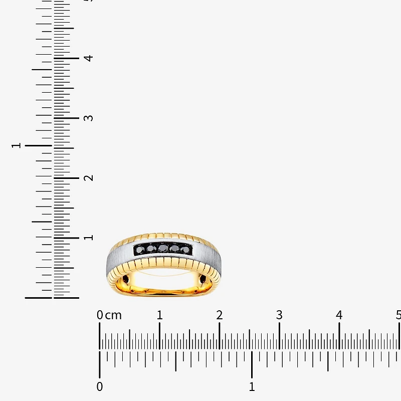 Limited Quantities! Mens 1/4 CT. T.W. Natural Black Diamond 10K Two Tone Gold Fashion Ring