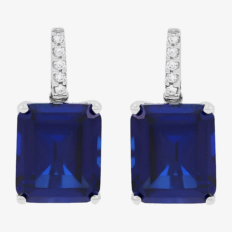 Limited Quantities! Womens 1/10 CT. T.W. Lab Created Blue Sapphire 14K Gold Drop Earrings