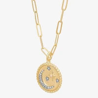 Limited Quantities! Womens Lab Created White Opal 14K Gold Over Silver Moon 22 Inch Pendant Necklace