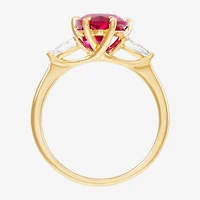Limited Quantities! Womens Lab Created Red Ruby 14K Gold Cocktail Ring