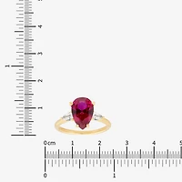 Limited Quantities! Womens Lab Created Red Ruby 14K Gold Cocktail Ring
